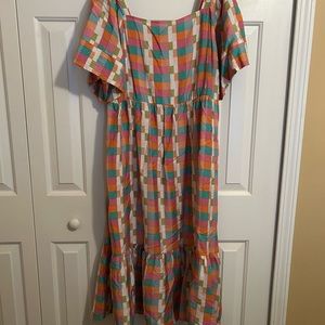 EASTER!  Spring colors.  MIDI square neck, smocked back, ruffle bottom